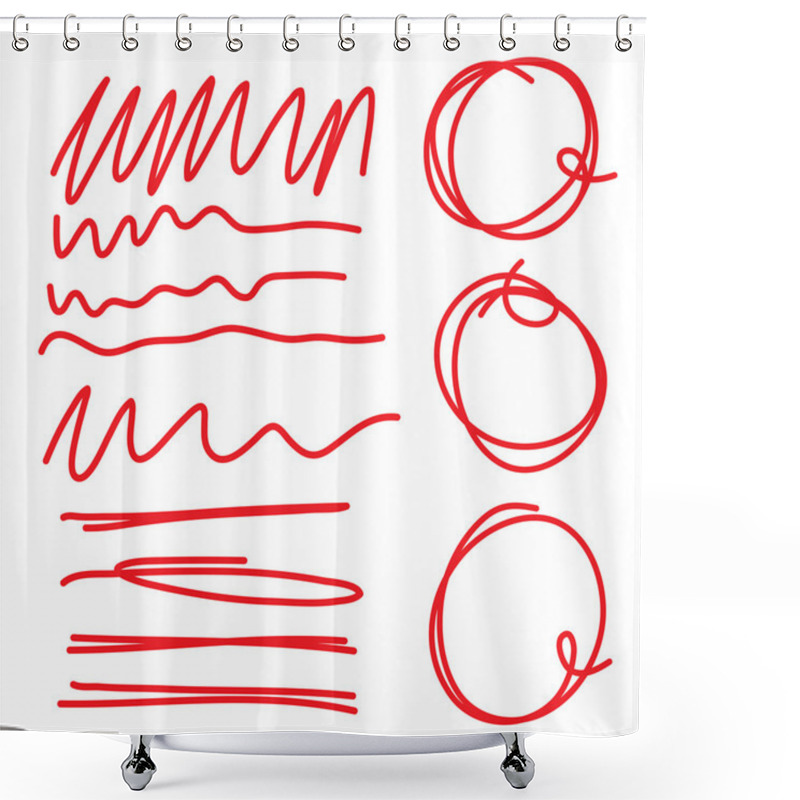 Personality  Highlighter Circles Scribbles And Underlines Shower Curtains