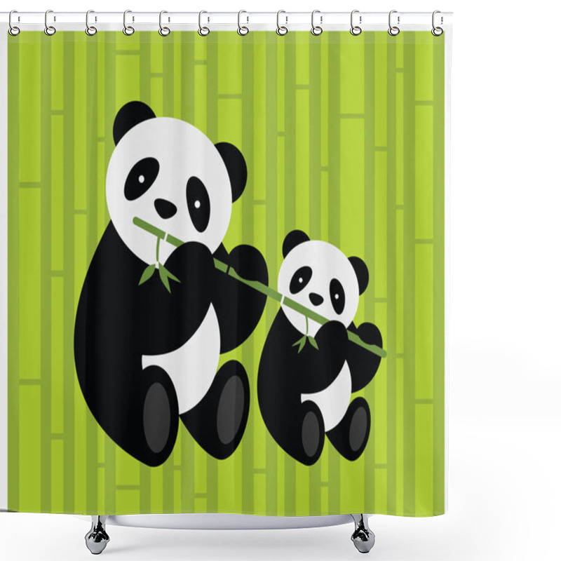 Personality  Two Pandas. Vector Illustration. Shower Curtains