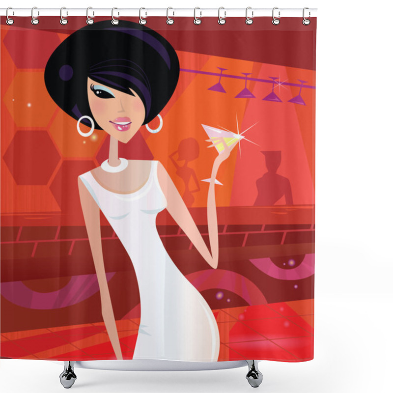 Personality  Sexy Retro Woman In Night Club Shower Curtains