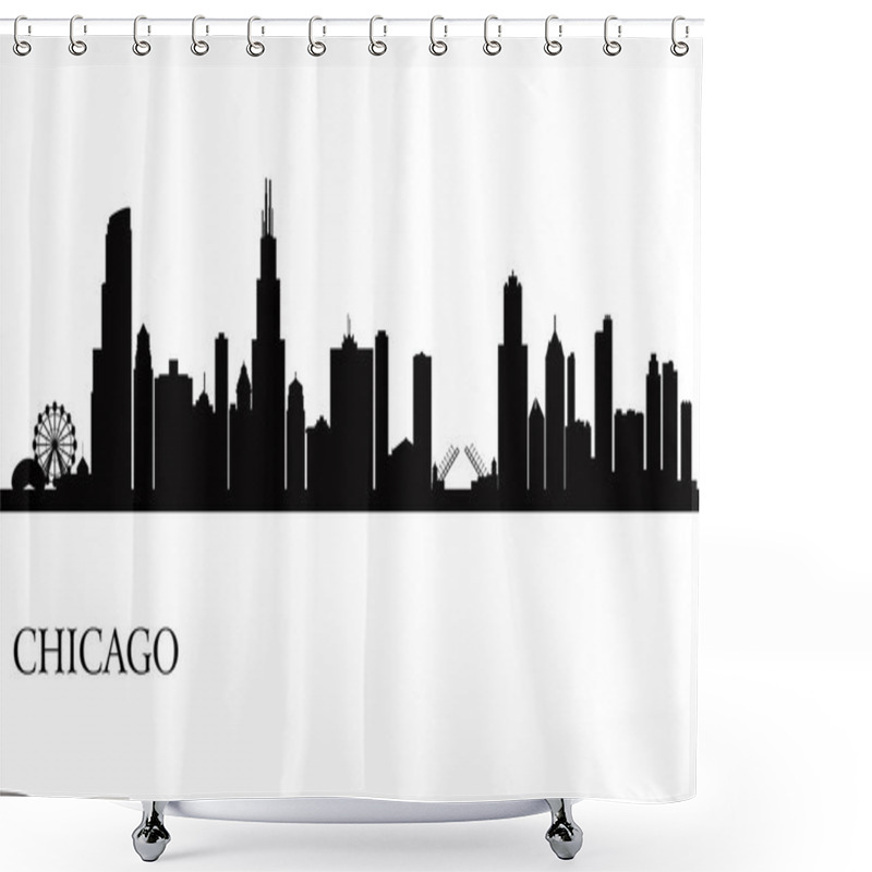 Personality  Chicago City Skyline Silhouette Background Shower Curtains