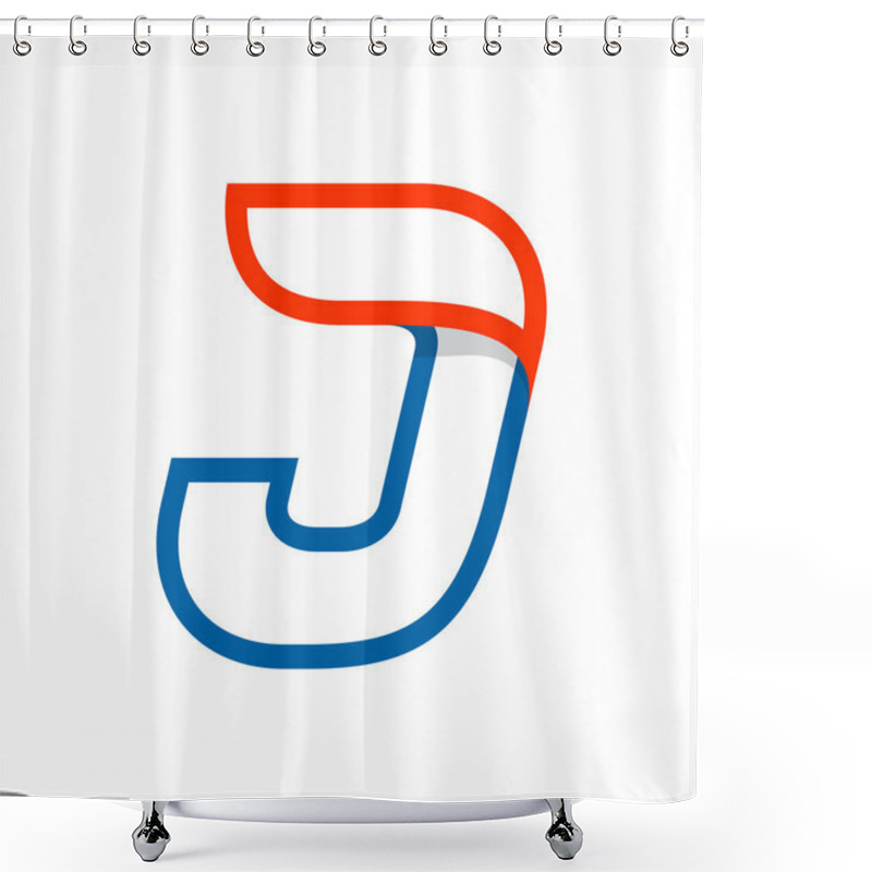 Personality  Letter J Logo With Red Wing. Shower Curtains