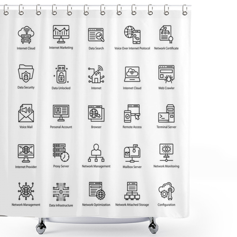 Personality  Computer And Networks Line Vectors Set  Shower Curtains