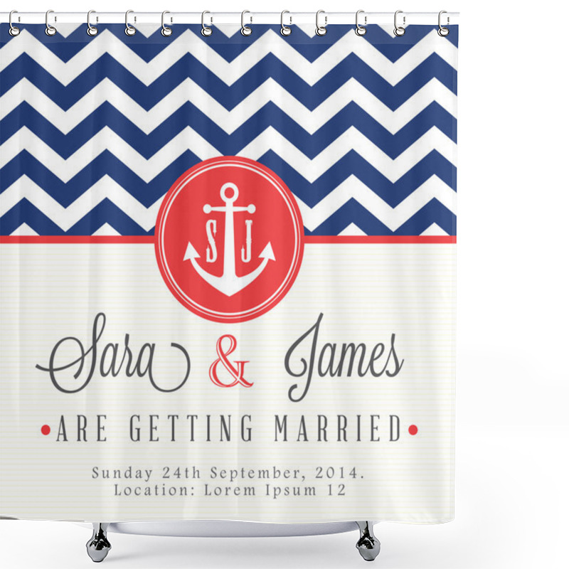 Personality  Nautical Wedding Invitation Card Shower Curtains