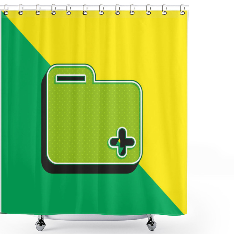 Personality  Add Folder Green And Yellow Modern 3d Vector Icon Logo Shower Curtains