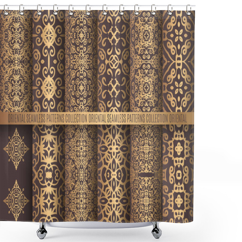 Personality  Golden Arabesque Patterns Shower Curtains