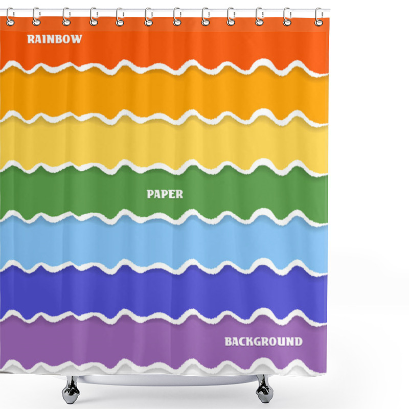 Personality  Rainbow Set Of Paper Backgrounds With Torn Edges With Place For Your Text. Vector Eps 10. Shower Curtains