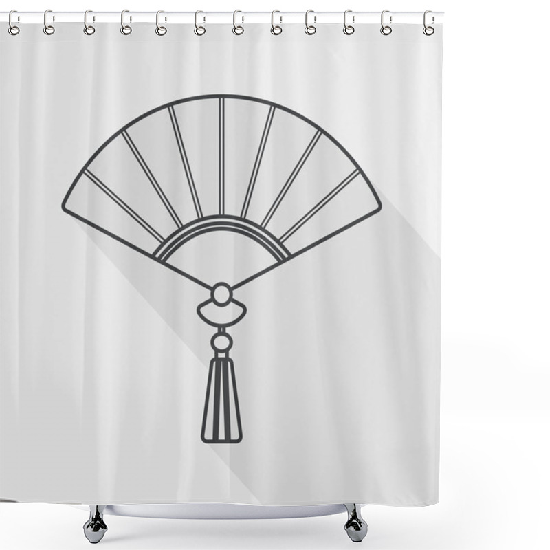 Personality  Chinese New Year Flat Icon With Long Shadow, Chinese Foldi, Line Icon Shower Curtains