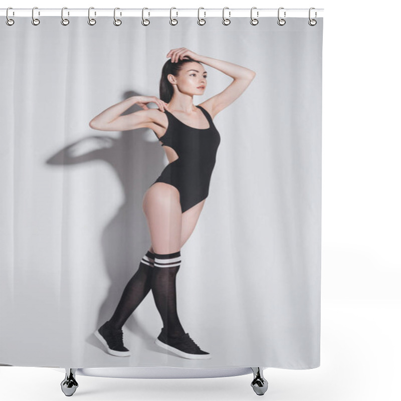 Personality  Gorgeous Girl In Bodysuit Shower Curtains