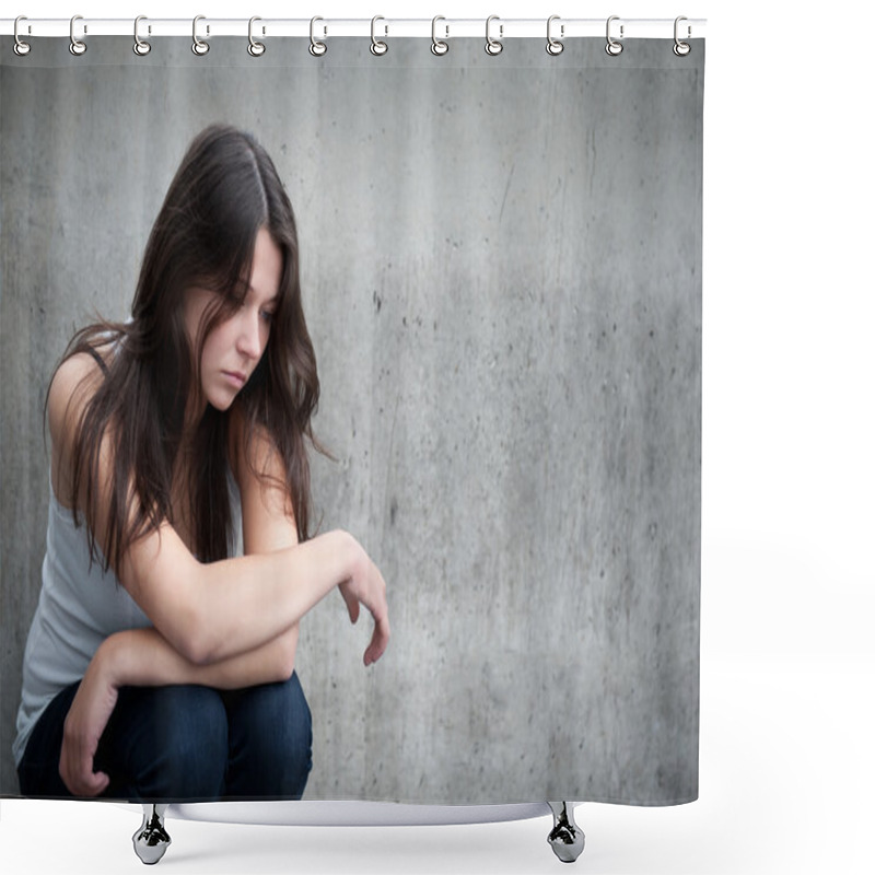 Personality  Teenage Girl Looking Thoughtful About Troubles Shower Curtains