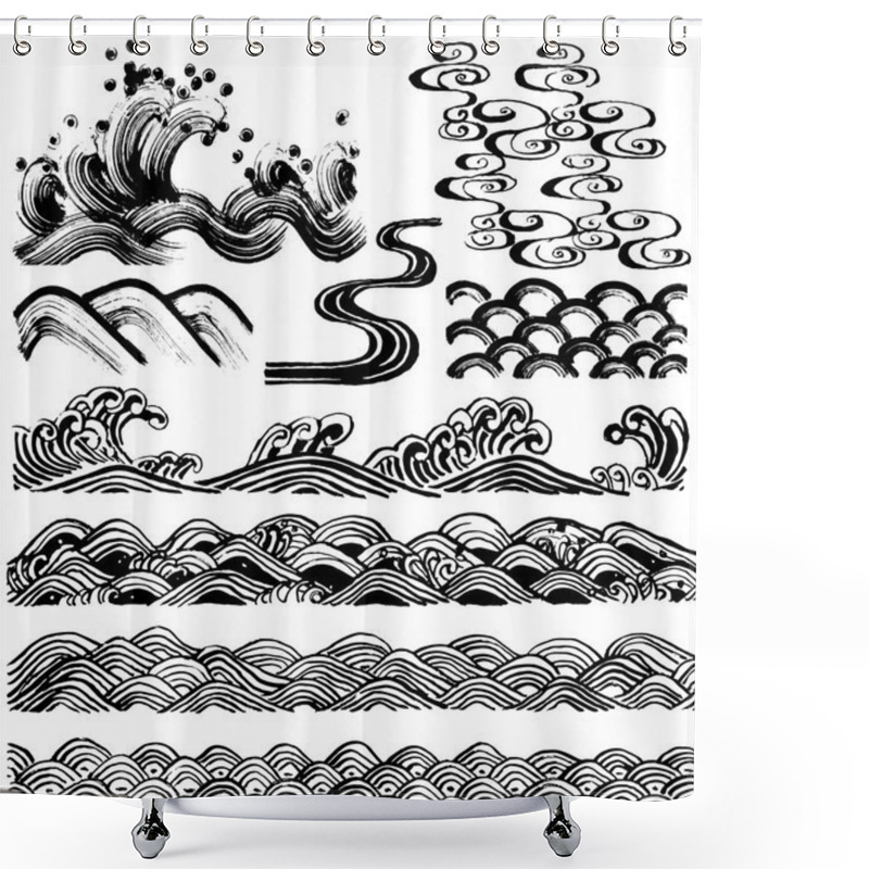 Personality  Brush Stroke Waves. Shower Curtains