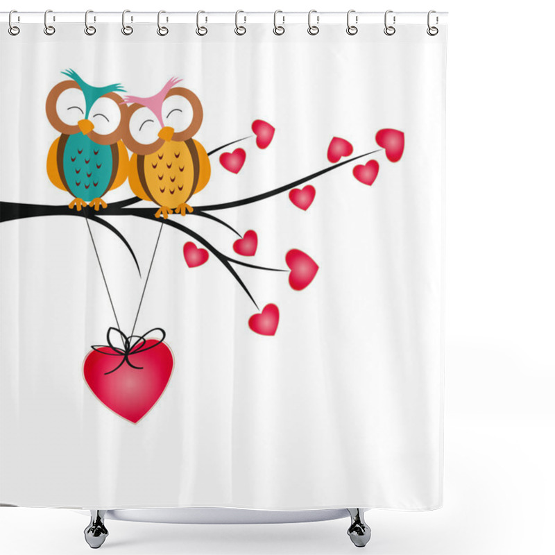 Personality  Owls And Hearts Shower Curtains