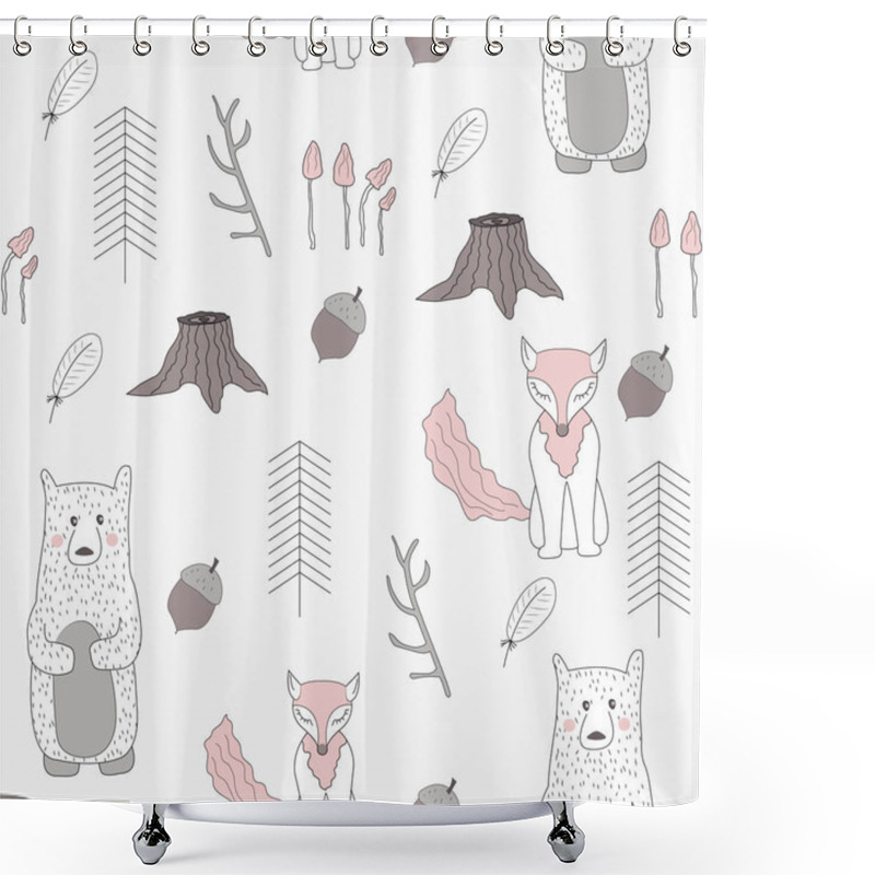 Personality  Scandinavian Woodland Seamless Pattern. Shower Curtains