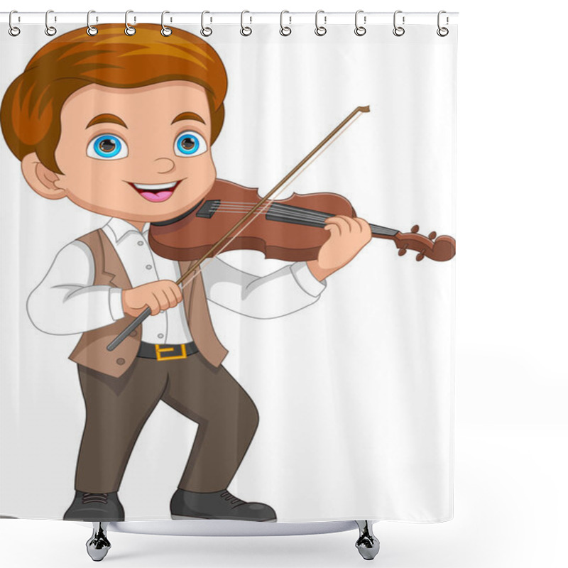 Personality  Boy Playing Violin Cartoon Shower Curtains