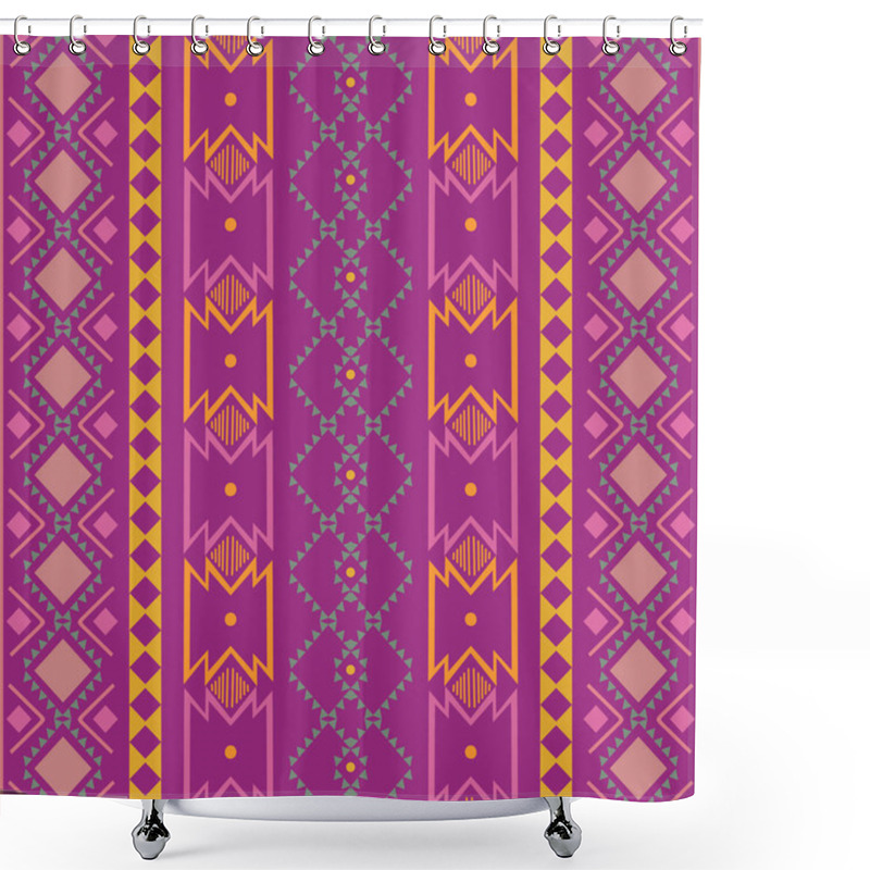 Personality  Geometric Ethnic Oriental Seamless Pattern Traditional Design For Background,carpet,wallpaper,clothing,wrapping,Batik,fabric,Vector Illustration.embroidery Style For Women Fashion Shower Curtains