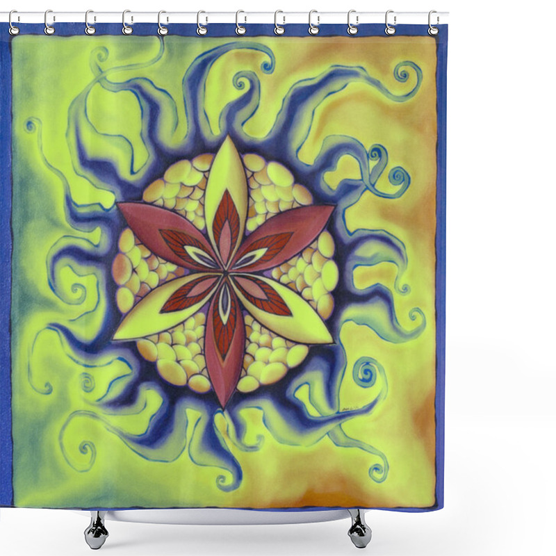 Personality  Mandala Yellow Green Flower Shower Curtains