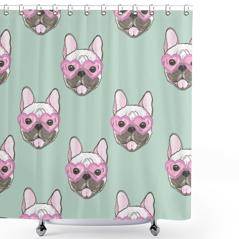 Personality  Bulldogs Seamless Pattern Shower Curtains