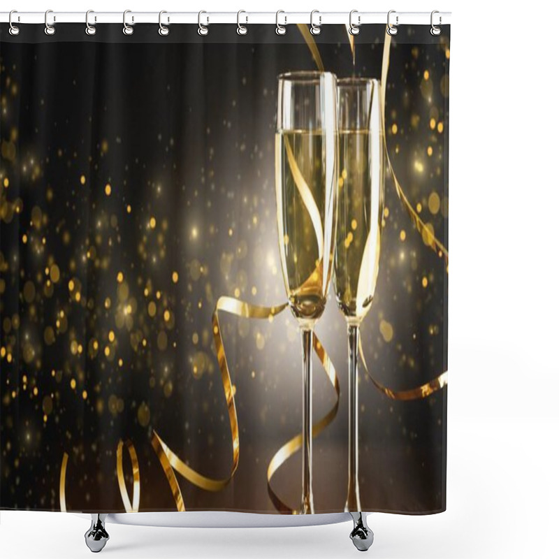 Personality  Champagne Glasses On Background Shower Curtains