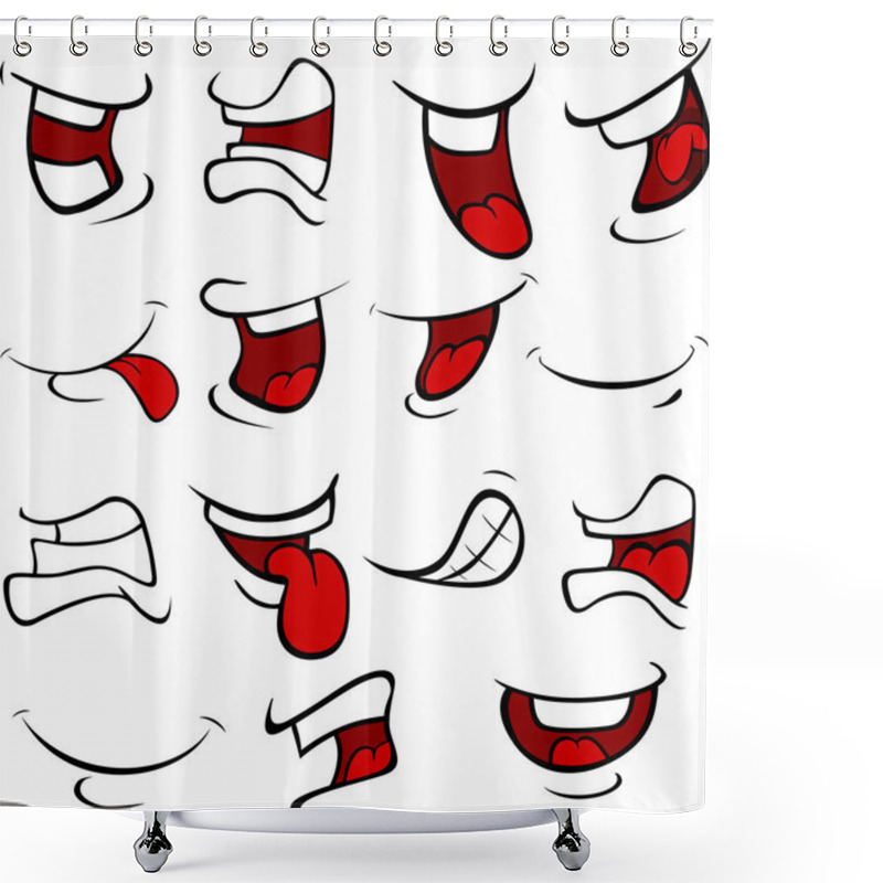 Personality  Set Of Mouths Cartoon Shower Curtains