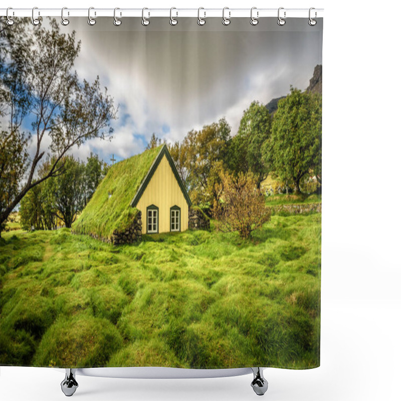 Personality  Turf Church In Icelandic Village Of Hof, Skaftafell Iceland Shower Curtains