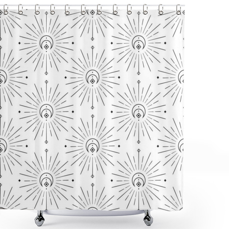 Personality  Abstract Background Seamless Pattern. Moon And Sun Shower Curtains