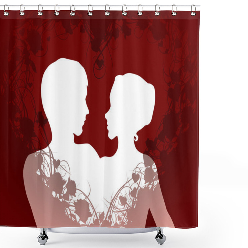 Personality  Romantic Silhouette With Rose Heart Shower Curtains