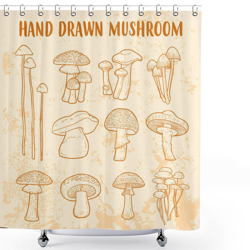 Personality  Mushroom Vector Set Collections Shower Curtains