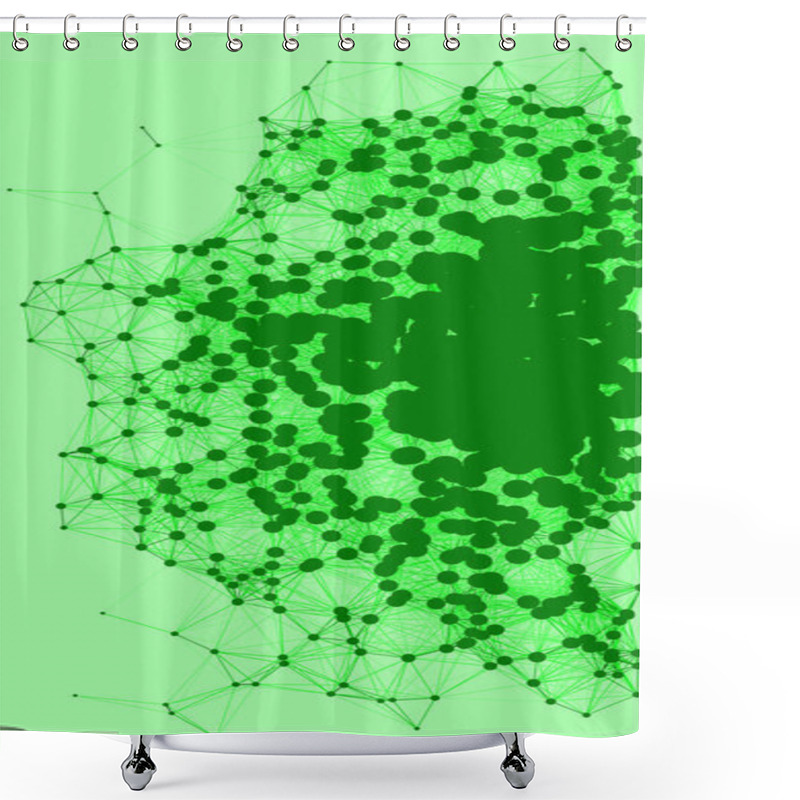 Personality  Network Mesh Procedural Art Green Background Illustration  Shower Curtains