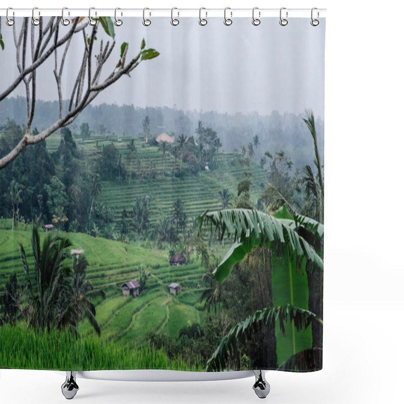 Personality  Rice Terraces Of Jatiluwih On A Rainy Day In Bali Shower Curtains