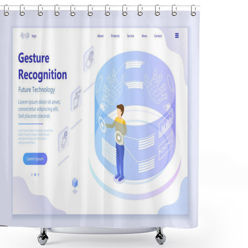 Personality  Future Technology - Gesture Recognition, 3d Isometric Vector Illustration, For Graphic And Web Design Shower Curtains