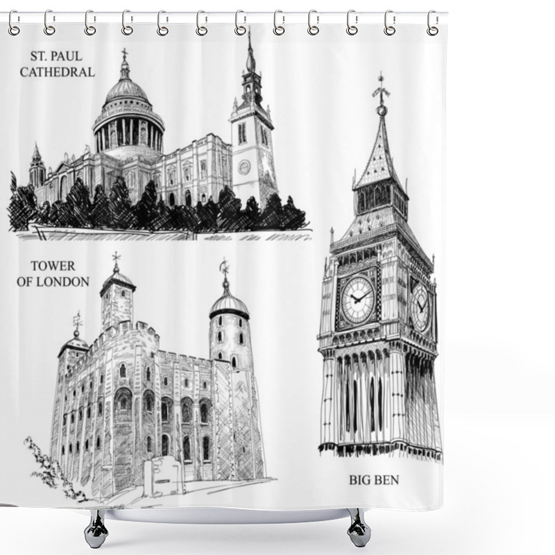 Personality  London Architectural Symbols Shower Curtains