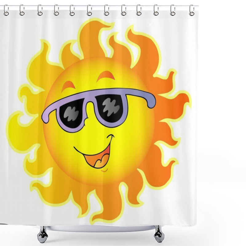 Personality  Happy Sun With Sunglasses Shower Curtains