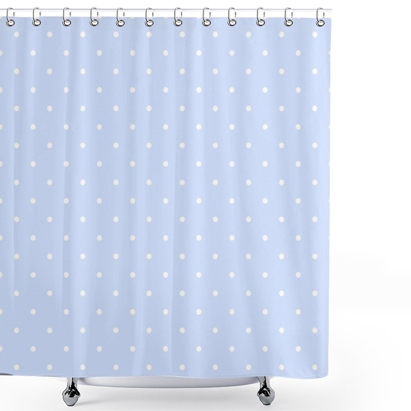 Personality  Seamless Vector Pattern With White Polka Dots On A Retro Spastel Baby Blue Background. Shower Curtains