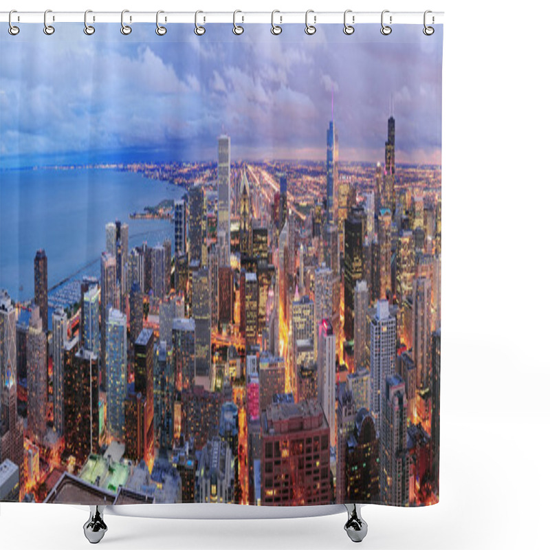 Personality  Chicago Skyline Panorama Aerial View Shower Curtains