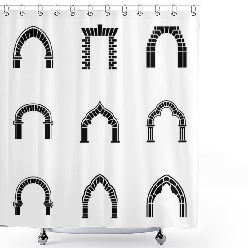 Personality  Arch Way Icons Set, Simple Style Shower Curtains