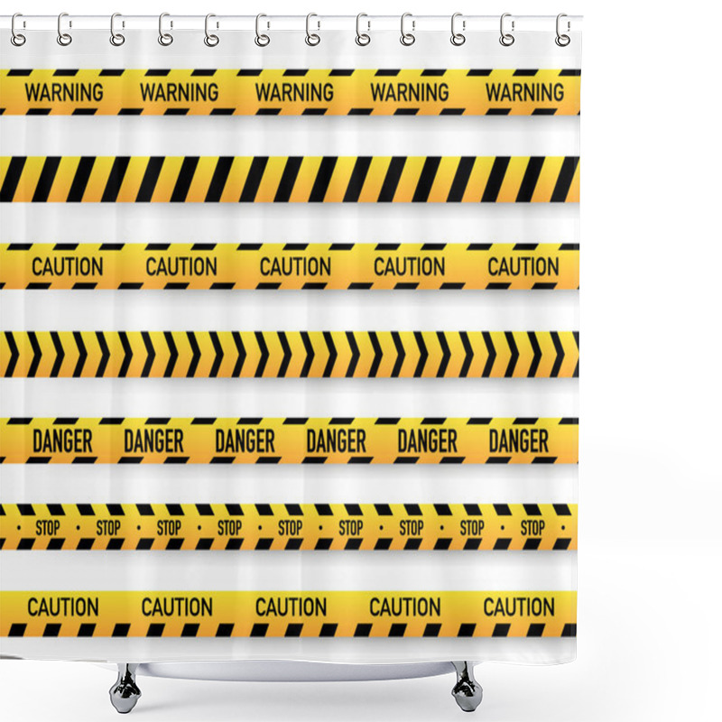 Personality  Black And Yellow Police Stripe. Vector Illustration Shower Curtains