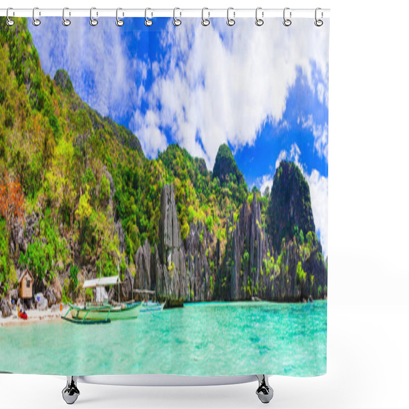 Personality  Tropical Nature And  Exotic Wild Beauty Of Unique Palawan Island. Magical El Nido. Philippines, Island Hopping. Shower Curtains