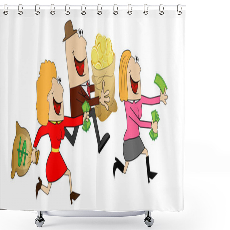 Personality  Funny People Fleeing With The Money Shower Curtains