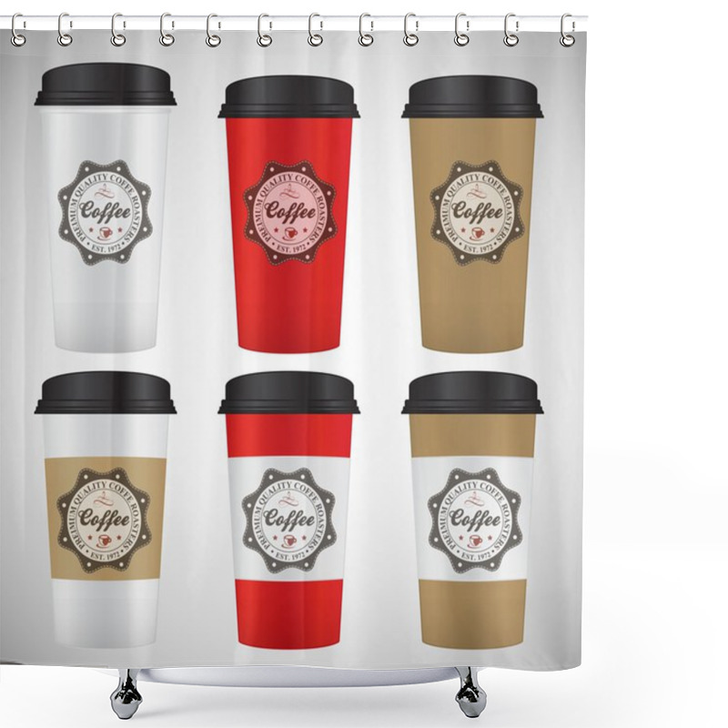 Personality  Coffee Cup Vector Set Shower Curtains