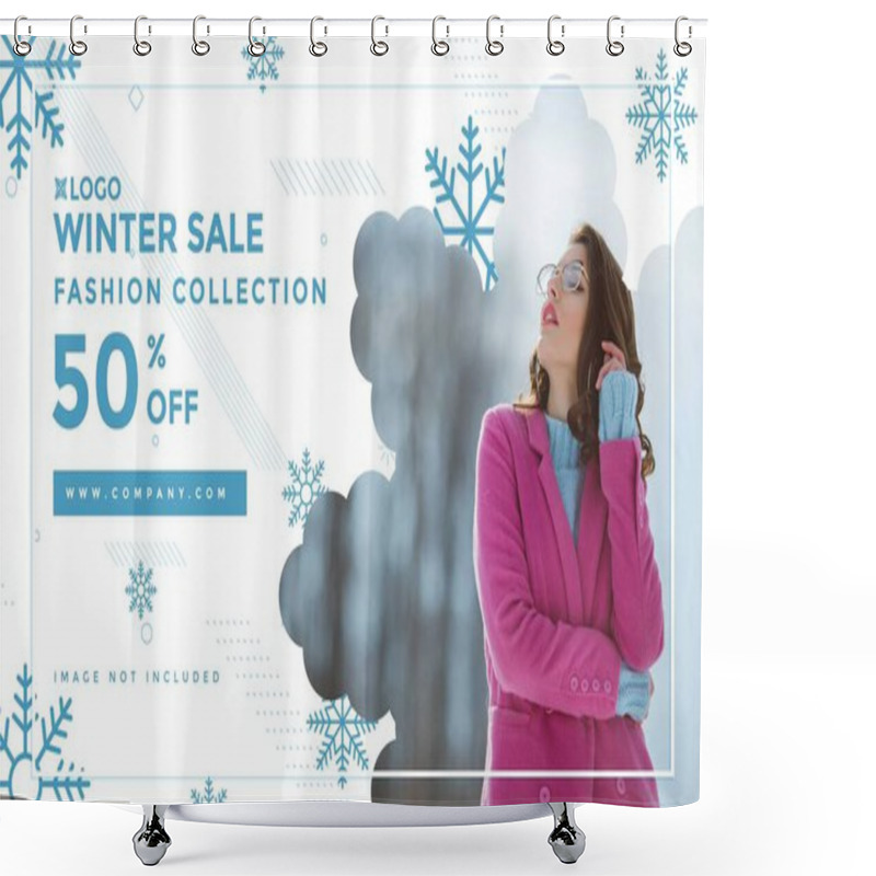 Personality  Winter Social Media Post Design Template Shower Curtains