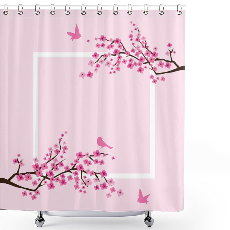 Personality  Vector Cherry Blossom Frame Shower Curtains