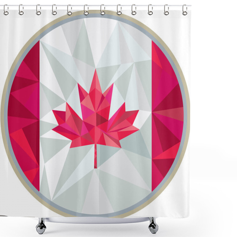 Personality  Canada Flag Icon Circle Low Polygon Shower Curtains