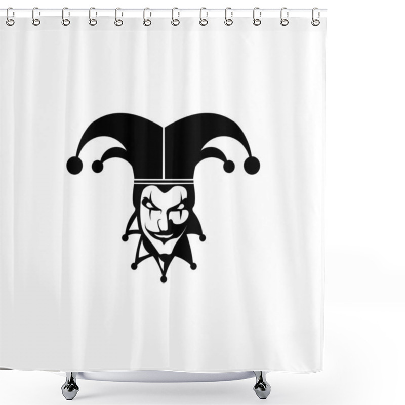 Personality  Angry Joker, Character, Head, For Your Design, Joker Playing Card Head In Retro Style, Vintage Engraving Black And White Stylized Drawing Shower Curtains