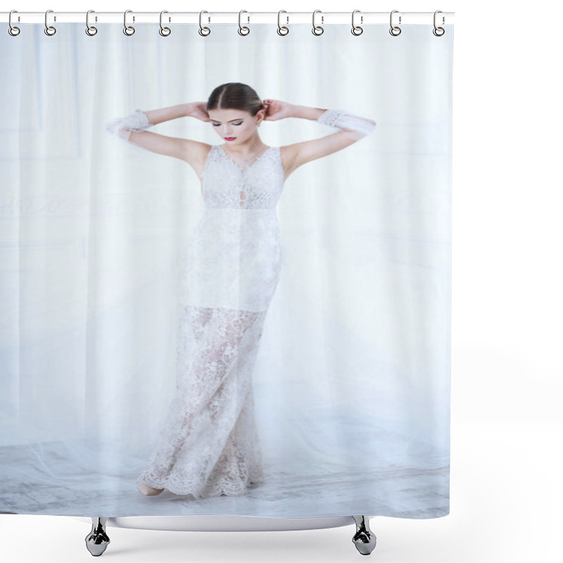 Personality  Lace Bride Dress Shower Curtains