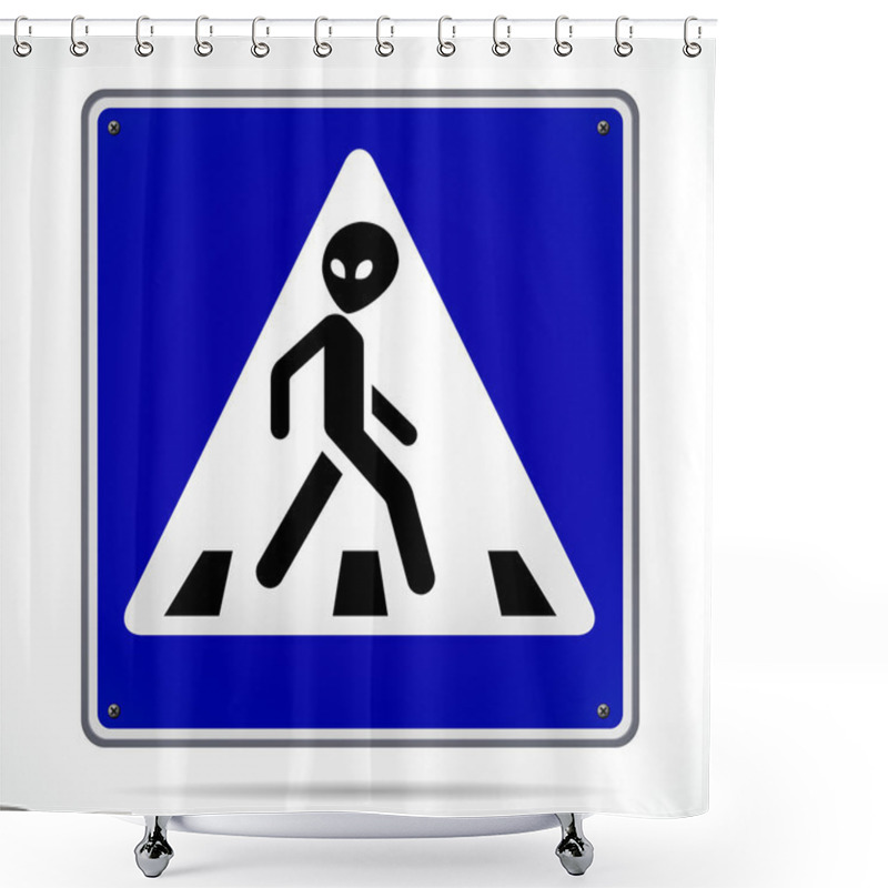 Personality  Alien Crossing Sign Shower Curtains