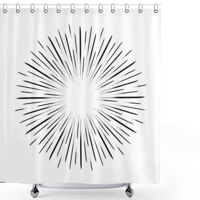 Personality  Black Grunge Radial Speed Lines. Circle Form Shower Curtains