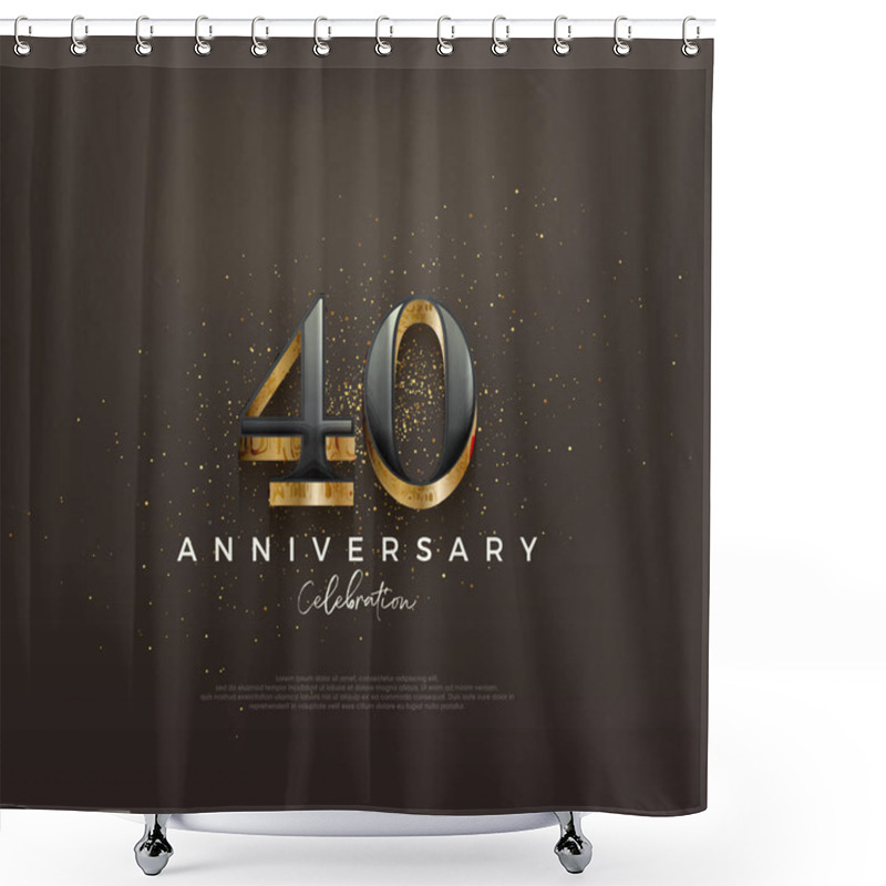 Personality  Luxury 40th Anniversary Design With Classic Numbers On A Black Background. Premium Vector Background For Greeting And Celebration. Shower Curtains