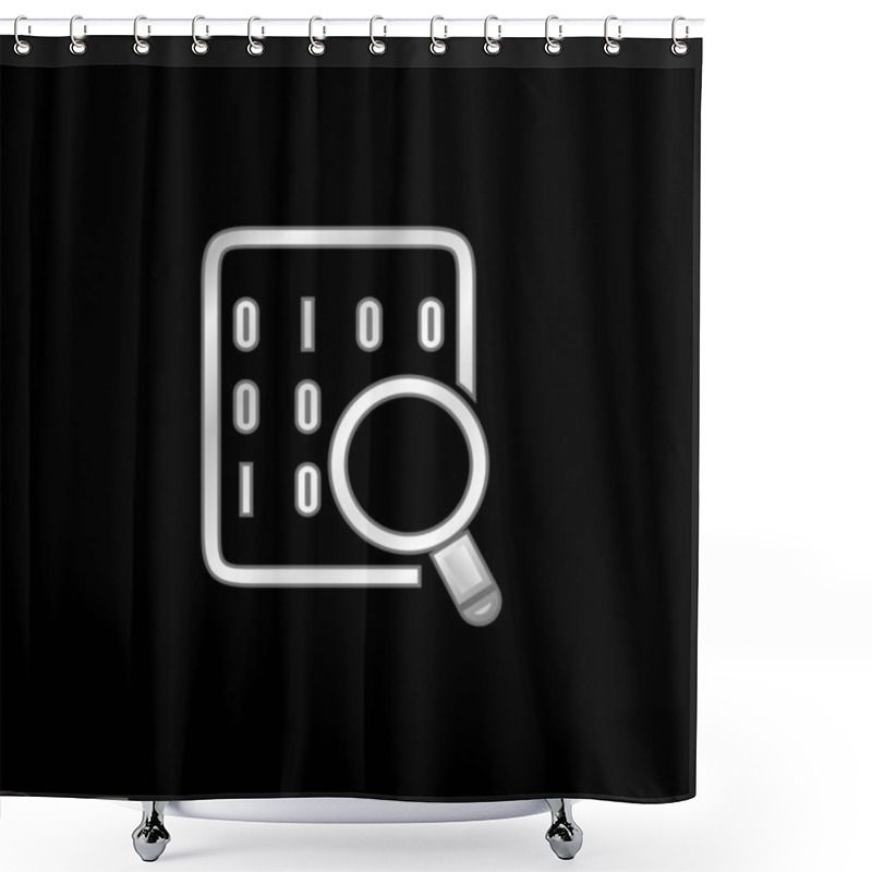 Personality  Binary Codes On Data Sheet With Magnifying Lens Silver Plated Metallic Icon Shower Curtains