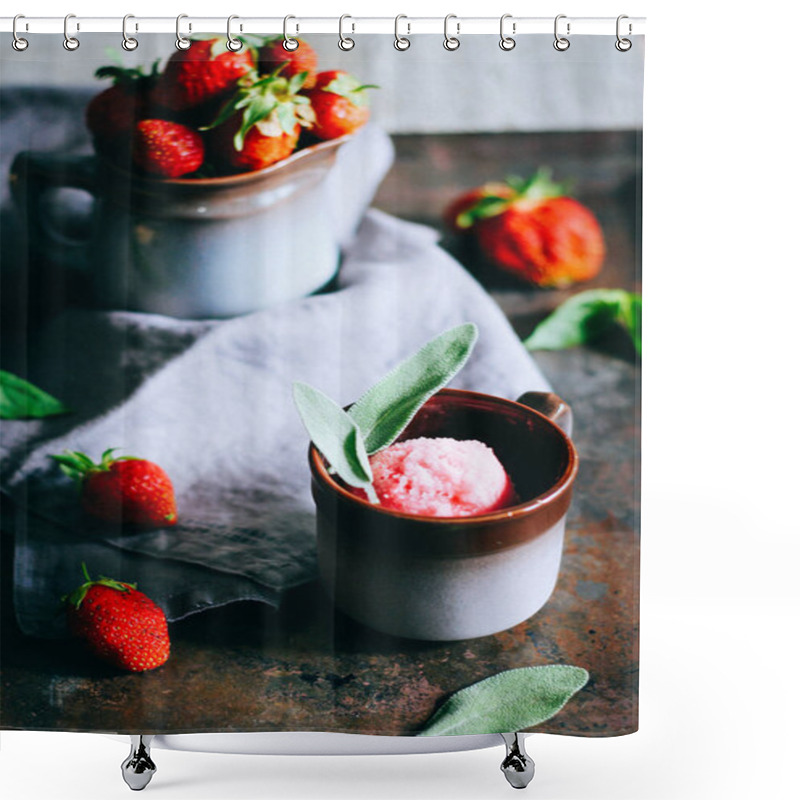 Personality  Strawberry Ice Cream In Cup With Fresh Berries  Shower Curtains