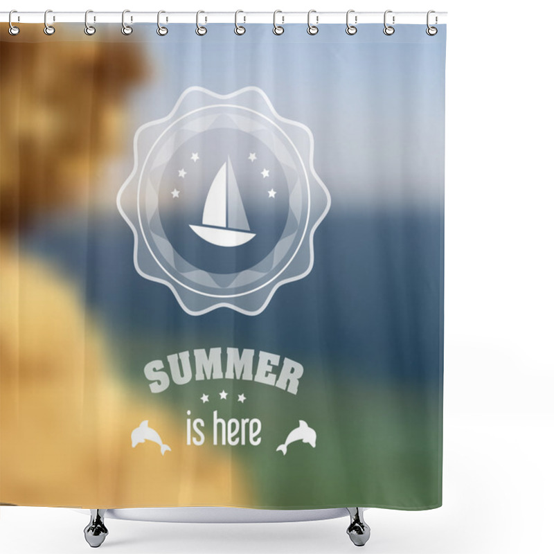 Personality  Seaside Blurred Landscape With Summer Symbols Shower Curtains