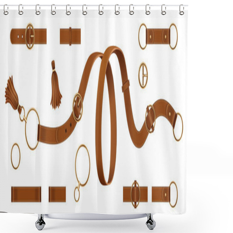 Personality  Set Of Isolated Man And Woman Leather Belts Shower Curtains